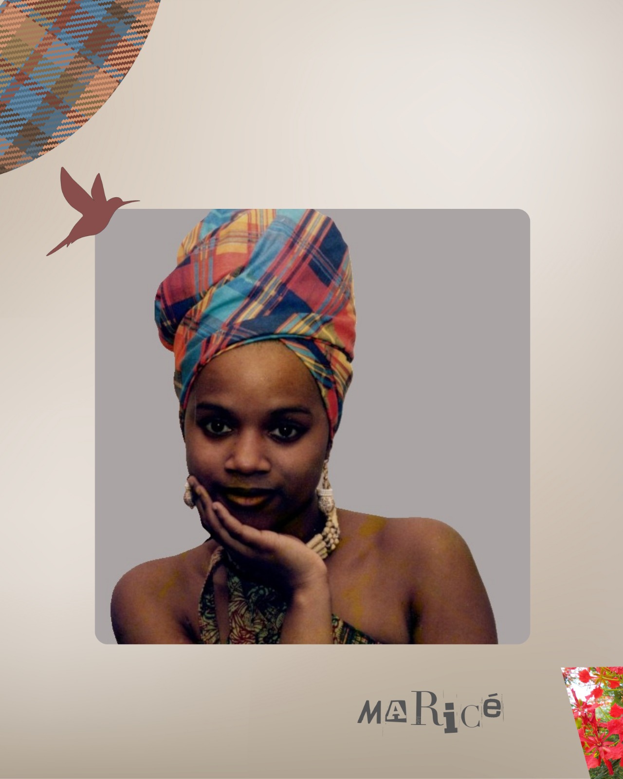 Portrait de MariCé avec un turban.