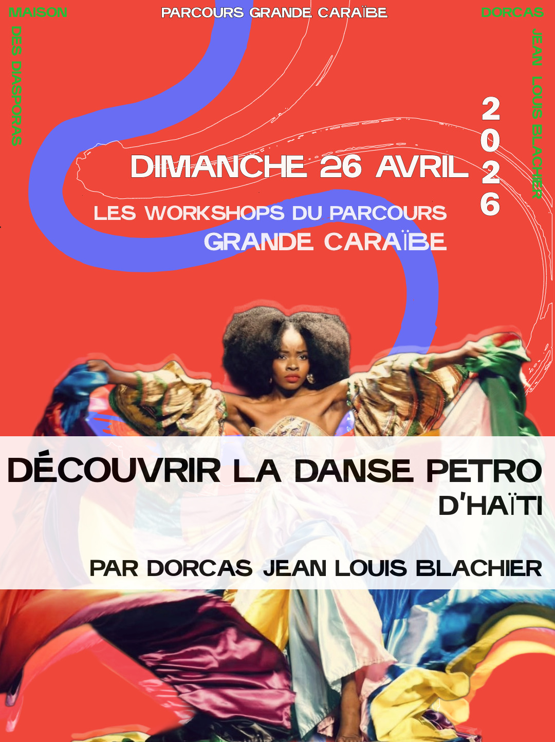 Affiche rouge Découvrir la danse Petro d'Haïti